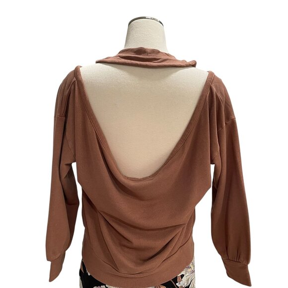Lanston Women’s Open Back Sweatshirt Brown Size Small – Made in USA Tencel Blend - Picture 6 of 8